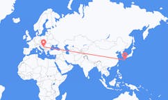 Lennot Yakushimasta, Kagoshimasta, Japani Tuzlaan, Bosnia ja Hertsegovina