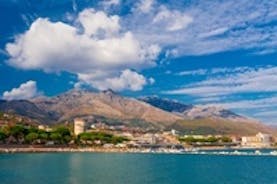 Photo of beautiful landscape of panoramic aerial view port of Genoa in a summer day, Italy.