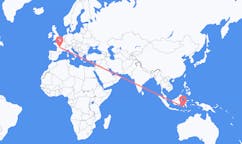 Flyg från Makassar, Indonesien till Limoges, Frankrike