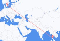 Lennot Surat Thanin maakunnasta, Thaimaasta Växjölle, Ruotsiin