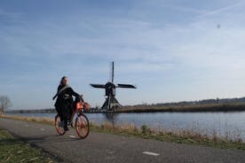 Passeio de bicicleta na área de Kinderdijk
