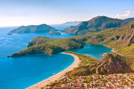 Photo of aerial view of Kuşadası beach resort town on Turkey’s western Aegean coast.