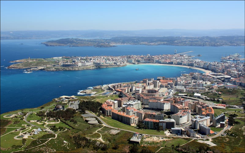 Photo of aerial photography of the city of La Coruña in Galicia, Spain.