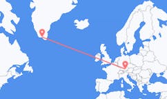Vluchten van Narsaq, Groenland naar München, Duitsland