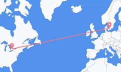 Lennot Waterloosta, Kanada Angelholmiin, Ruotsi