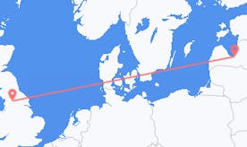 Flyrejser fra England til Letland