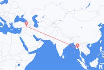 Lennot Yangonista, Myanmar (Burma) Batmaniin, Turkki