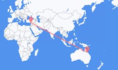 Flyreiser fra Townsville, Australia til Hatay Province, Tyrkia
