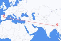 インドのジョルハットから、スペインのマドリッドまでのフライト