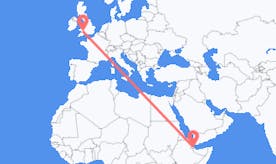 Vluchten van Djibouti naar Wales