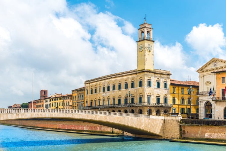 Landscape with Pisa old town and Arno river, Tuscany, Italy.