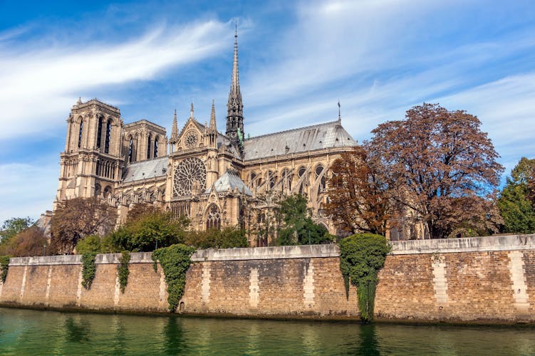 Photo of Notre Dame cathedral in the center of Paris, France before the fire.