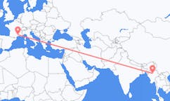 出发地 缅甸曼德勒目的地 法国尼姆的航班