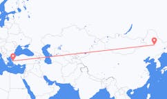 Lennot Daqingista, Kiina Izmiriin, Turkki