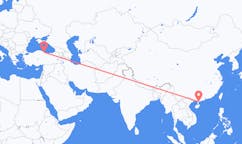 Lennot Zhanjiangista, Kiina Samsunille, Turkki
