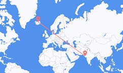 Voos de Kandla, Índia para Akureyri, Islândia