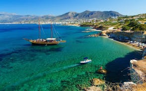 Photo of aerial view of the port in Agios Nikolaos, famous travel destination of Crete, Greece.