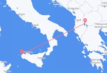 Vluchten van Ohrid, Noord-Macedonië naar Trapani, Italië