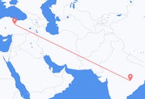 Lennot Raipurista, Intia Sivasille, Turkki