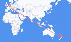 Flyrejser fra Whanganui til Mulhouse