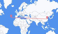 Flyrejser fra Nanjing, Kina til Santa Maria, Portugal