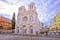 The Basilica of Notre-Dame de Nice and street of Nice view. Town in French riviera. 