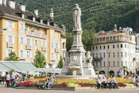 Photo of aerial view of the main square with church in Monza in north Italy.