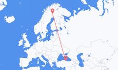Voos de Pajala, Suécia para Samsun, Turquia