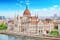 Photo of Hungarian Parliament at daytime. Budapest. One of the most beautiful buildings in the Hungarian capital.