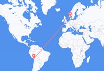Flyg från Tacna, Peru till Kristiansand, Norge