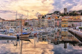 View of Mediterranean luxury resort and bay with yachts. Nice, Cote d'Azur, France. 