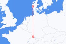 Vluchten uit Zürich, Zwitserland naar Esbjerg, Denemarken