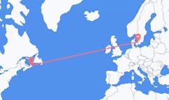 Lennot Sydneystä, Kanada Angelholmiin, Ruotsi