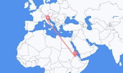 에티오피아 샤이어에서 출발해 이탈리아 페루자(으)로 가는 항공편