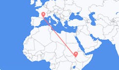 Lennot Gambelasta, Etiopia Perpignaniin, Ranska