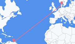 Flyreiser fra Barcelona, Venezuela til Karup, Danmark