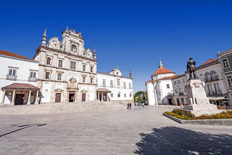 Photo of Sa da Bandeira Square with a view of the Santarem See Cathedral aka Nossa Senhora da Conceicao Church, built in the 17th century Mannerist style, Portugal.