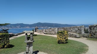 Photo of aerial view of the town of Cangas in the Bay of Vigo, Galicia, Spain.