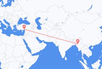 Flyg från Kalay, Myanmar (Burma) till Adana, Turkiet