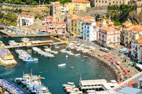 Photo of beautiful landscape of panoramic aerial view port of Genoa in a summer day, Italy.