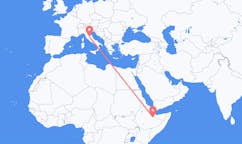 Flyreiser fra Jijiga, Etiopia til Perugia, Italia