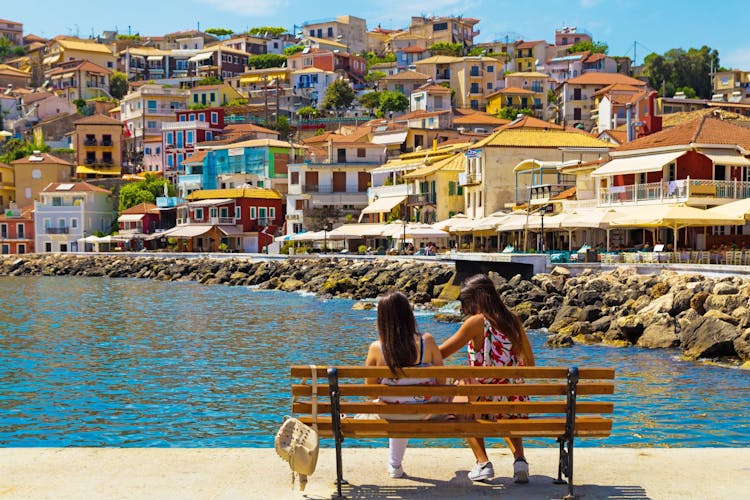 Photo of parga city greek summer tourist resor houses colors in preveza perfecture.