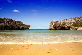 Photo of Ballota beach with the islet Castro, Llanes,  Spain.