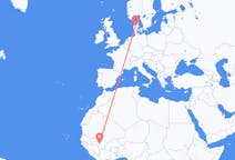 Flyg från Bamako, Mali till Karup, Mittjylland, Danmark