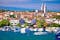 Photo of aerial view of beautiful town of Medulin waterfront view, Istria region of Croatia.