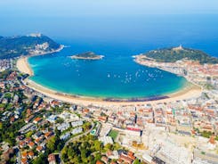 Photo of panoramic aerial view of San Sebastian (Donostia) on a beautiful summer day, Spain.