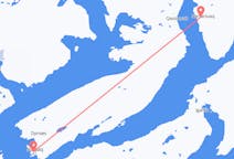 Lennot Narsarsuaqista, Grönlanti Narsaqiin, Grönlanti