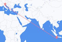 Flyrejser fra Shire of Christmas Island, Juleøen til Rimini, Italien