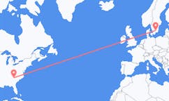 Lennot Greenvillestä, Yhdysvalloista Växjölle, Ruotsiin