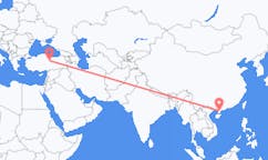 Lennot Zhanjiangista, Kiina Sivasille, Turkki